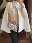 Capes Plain Printemps / Automne Élégant Polyester Col Montant Naturel Cape Poche Couture ensemble pour Femmes