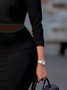 Robes Femmes Plain Été Urbain Polyester Ceinture Entaillé Régulier Élasticité moyenne Longueur du genou