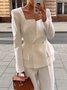 Blousons Femmes Plain Printemps / Automne Urbain Col Carré Micro-élasticité Faire la navette Manches Longues Ligne X Poche Couture