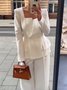 Blousons Femmes Plain Printemps / Automne Urbain Col Carré Micro-élasticité Faire la navette Manches Longues Ligne X Poche Couture