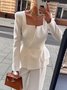 Blousons Femmes Plain Printemps / Automne Urbain Col Carré Micro-élasticité Faire la navette Manches Longues Ligne X Poche Couture