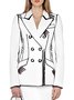 Blazers Printemps / Automne Urbain Abstrait Rayé Aucune élasticité Coupe Régulière à Col Revers Régulier Régulier Manches régulières pour Femmes