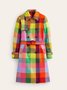Manteaux de Tranchée Printemps / Automne Plaid Urbain Ceinture Micro-élasticité Régulier Régulier Manches régulières Poche Couture pour Femmes