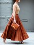 Jupes Plain Printemps / Automne Urbain PU Zip Froncé Naturel Aucune élasticité Maxi pour Femmes