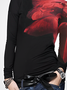 T-shirts Décontracté Floral Printemps / Automne Polyester à Haute Élasticité Serré Manches Longues Régulier Manches régulières pour Femmes