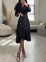 Robes Printemps / Automne Plaid Élégant Polyester Aucune élasticité Coupe Régulière Adapté & Éclater Robe Poche Couture Non pour Femmes