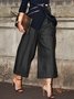Mode Pantalons Plain Printemps / Automne Urbain Coupe Régulière Faire la navette Taille Élastique Pantalon à la cheville Pantalons à Jambe Large Droit pour Femmes
