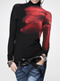 T-shirts Décontracté Floral Printemps / Automne Polyester à Haute Élasticité Serré Manches Longues Régulier Manches régulières pour Femmes