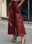Cuir Pantalons Femmes Plain Automne Urbain PU Aucune élasticité Pantalon à la cheville Pantalons à Jambe Large Trapèze Poche Couture