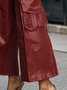 Cuir Pantalons Femmes Plain Automne Urbain PU Aucune élasticité Pantalon à la cheville Pantalons à Jambe Large Trapèze Poche Couture