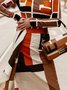 Jupes Géométrique Été Urbain Polyester Taille Haute Droit Régulier Longueur du genou ensemble pour Femmes
