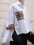 Blouses Femmes Printemps / Automne Plaid Urbain Coton Aucune élasticité Manches Longues Régulier Régulier Col de Chemise