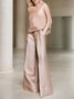 Chemises Femmes Plain Printemps / Automne Élégant Polyester Micro-élasticité Ample Manches trois quarts Col Rond Régulier
