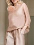 Chemises Femmes Plain Printemps / Automne Élégant Polyester Micro-élasticité Ample Manches trois quarts Col Rond Régulier