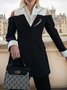Blazer urbain à blocs de couleurs à épaules dénudées avec broche pour femmes