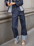 Jeans Plain Printemps / Automne Urbain Micro-élasticité Faire la navette Pantalon droit Long Droit Régulier pour Femmes