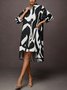 Robes Automne Chevron Vacances Naturel Quotidien Midi Bouton Manches longues Régulier pour Femme