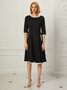 Robe Mi-Longue Plaine Élégante de Coupe Régulière