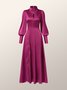 Élégant Fête Satin Col Montant Robe