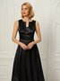 Élégant Sans Manches Coupe Régulière Robe Mi-Longue