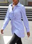 Robe Rayée Décontractée à Manches Longues en Forme de Cocon