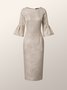 Plain Coupe Régulière Élégant Robe Mi-Longue