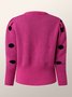 Pull de Coupe Régulière d'Automne à Pois Polka Quotidien à Col Rond et à Manches Longues