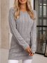 Gris Manches Longues Col Rond Tricoté Robe Pull