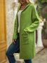 Pull Vert Décontracté à Manches Longues et à Capuche avec Poches