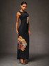 Robes Floral Été Élégant Léger Quotidien Maxi Sans Manches Droit Non pour Femmes