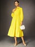 Robes Décontracté Plain Été Coton Manche Ballon Naturel Aucune élasticité Maxi Droit pour Femmes