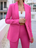 Blazer Plaine Automne Urbain Naturel Coupe régulière Trajet Manches longues Col à revers Autres pour Femme