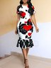 Robes Femme Automne Élé Cœur/Cordate Polyester Serré Midi Manches Courtes Col Ras Du Cou Régulier