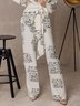 Mode Pantalon Texte Lettres Automne Urbain Fermeture Éclair Taille Haute Longue Sur Mesure H-Line Régulier pour Femme