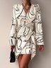 Robes Abstrait Automne Élé Col V Micro-élasticité Déplacement Jupe X-Line Régulier pour Femme
