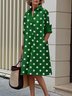 Robes Polka Dots Autumn Urban Polyester Regular Fit Button Regular Shirt Dress Col de chemise pour femme