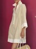 Robes Femmes Bloc de Couleur Automne Urbain Naturel Quotidien Jupe Droit Robe Chemise Col de Chemise