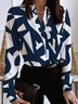 Blouse Géométrique Automne Urbain Micro-élasticité Manches Longues Régulier Droit Régulier Régulier Taille pour Femmes