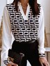 Blouse Géométrique Simple Automne Polyester Non Élasticité Manches Longues Régulier Régulier Régulier Taille pour Femmes