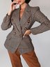 Blazer Tartan Automne Urbain Polyester Naturel Non Élasticité Régulier Ligne X Régulier pour Femmes