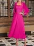 Robes Femmes Plain Automne Élégant Polyester Col Carré Non Élasticité Manches Longues Ligne X Régulier