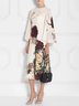Femmes Floral Automne Élégant Polyester Non Élasticité Quotidien Ample 1 * Robe Col Rond Robes