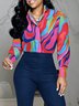 Femmes Abstrait Automne Urbain Non Élasticité Quotidien Manches Longues Droit Col de Chemise Régulier Taille Blouse