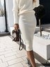 Jupe Femmes Plain Automne Élégant Acrylique Quotidien Coupe Régulière Mi-longue Taille Moyenne Régulier