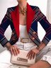 Blazer Femmes Bloc de Couleur Automne Urbain Polyester Naturel Coupe Régulière Faire la navette Manches Longues à Col Revers
