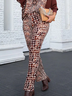 Mode Pantalons Femmes Géométrique Automne Urbain Polyester à Haute Élasticité Quotidien Long H-ligne Régulier