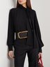 Blouse Plain Automne Élégant Polyester Col Montant Aucune élasticité Quotidien Régulier Régulier pour Femmes