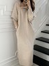 Robes Plain Hiver Élégant Naturel Poids lourd Micro-Élasticité Quotidien Ample Col Roulé pour Femmes