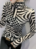 T-Chemise Femmes Géométrique Automne Urbain Polyester à Haute Élasticité Serré Régulier H-ligne Régulier