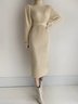 Robes Femmes Plain Hiver Élégant Acrylique Naturel Quotidien Coupe Régulière Mi-longue Élasticité moyenne